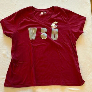 Russell washington state university women’s 2XL v neck tee‎ shirt EUC